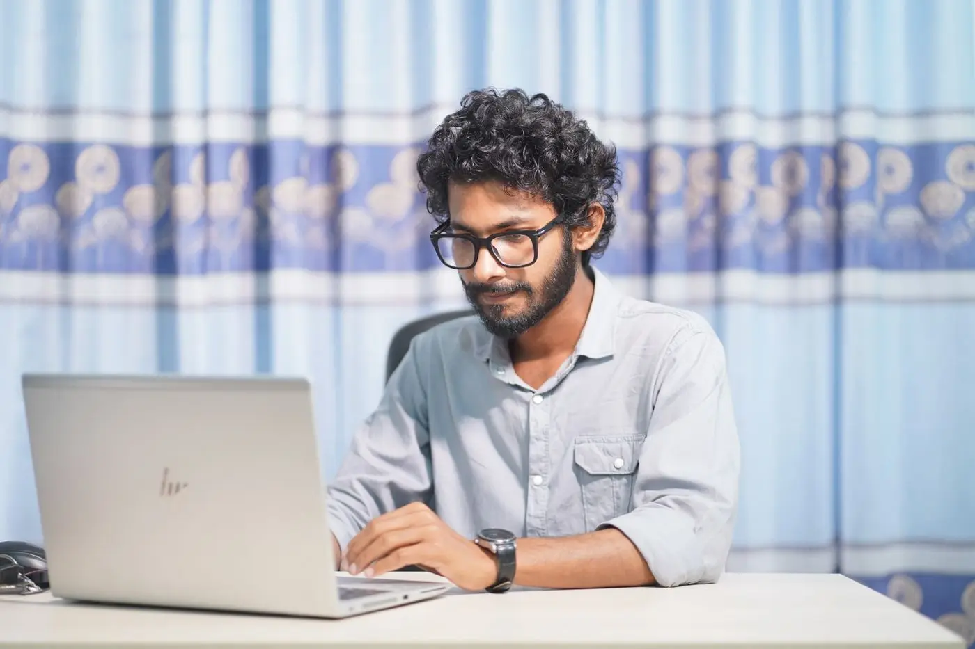Man working on a laptop